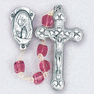 Amethyst Tin Cut Square Bead Rosary