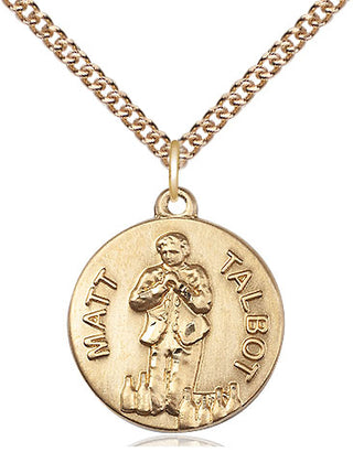 14kt Gold Matt Talbot Medal Engraved Catholic Saint Jewelry