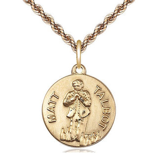 14kt Gold Matt Talbot Medal Engraved Catholic Saint Jewelry