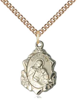 14kt Gold Filled Saint Ann Medal Religious Jewelry Engraved Catholic Saint Jewelry