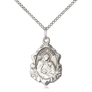 Sterling Silver Saint Ann Medal Religious Jewelry Engraved Catholic Saint Jewelry
