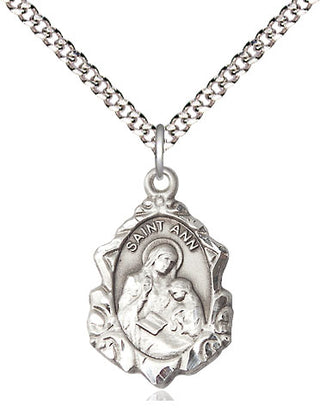 Sterling Silver Saint Ann Medal Religious Jewelry Engraved Catholic Saint Jewelry