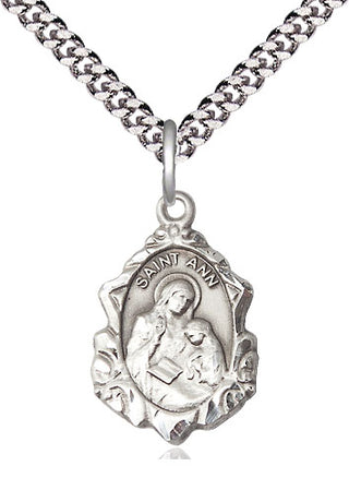 Sterling Silver Saint Ann Medal Religious Jewelry Engraved Catholic Saint Jewelry
