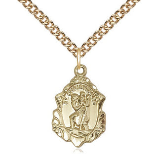 14kt Gold Saint Christopher Medal Engraved Catholic Saint Jewelry