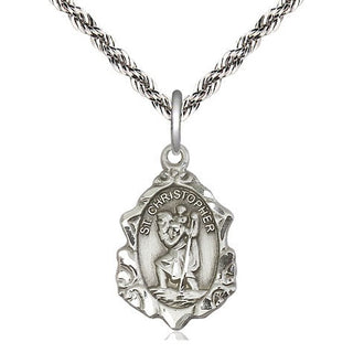 Sterling Silver Saint Christopher Medal Religious Jewelry Engraved Catholic Saint Jewelry