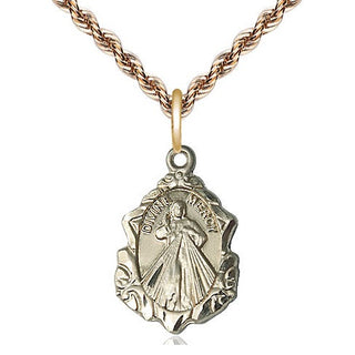 14kt Gold Divine Mercy Medal Engraved Catholic Saint Jewelry