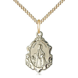 14kt Gold Filled Saint Dymphna Medal Religious Jewelry Engraved Catholic Saint Jewelry