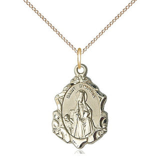 14kt Gold Saint Dymphna Medal Engraved Catholic Saint Jewelry