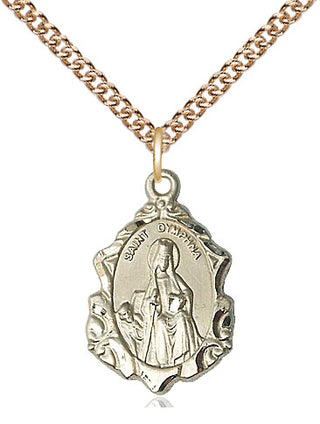 14kt Gold Saint Dymphna Medal Engraved Catholic Saint Jewelry
