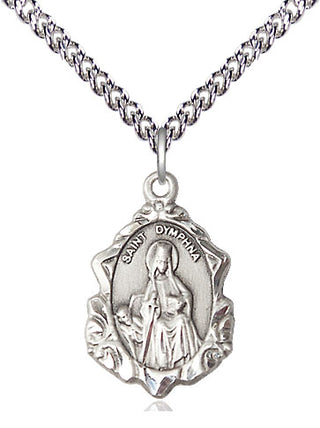 Sterling Silver Saint Dymphna Medal Religious Jewelry Engraved Catholic Saint Jewelry