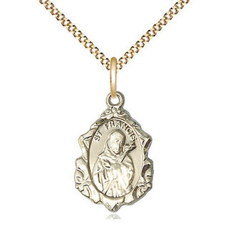 14kt Gold Filled Saint Francis Medal Religious Jewelry Engraved Catholic Saint Jewelry