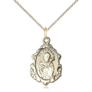 14kt Gold Filled Saint Francis Medal Religious Jewelry Engraved Catholic Saint Jewelry