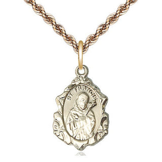 14kt Gold Filled Saint Francis Medal Religious Jewelry Engraved Catholic Saint Jewelry