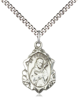 Sterling Silver Saint Francis Medal Religious Jewelry Engraved Catholic Saint Jewelry
