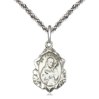 Sterling Silver Saint Francis Medal Religious Jewelry Engraved Catholic Saint Jewelry