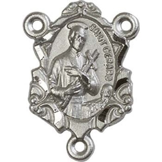 Silver Plate Saint Gerard Rosary Center Rosary Center Engraved Catholic Saint Jewelry