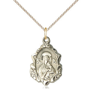 14kt Gold Filled Our Lady of Perpetual Help Medal Religious Jewelry Engraved Catholic Saint Jewelry