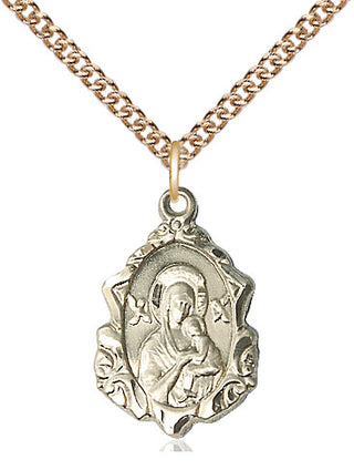 14kt Gold Our Lady of Perpetual Help Medal Engraved Catholic Saint Jewelry