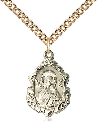 14kt Gold Our Lady of Perpetual Help Medal Engraved Catholic Saint Jewelry