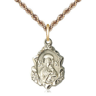 14kt Gold Our Lady of Perpetual Help Medal Engraved Catholic Saint Jewelry