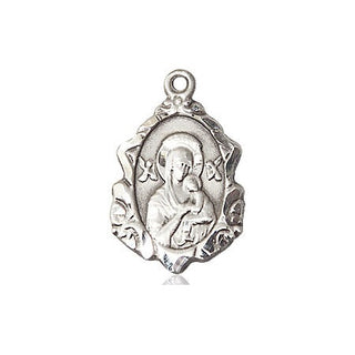 Sterling Silver Our Lady of Perpetual Help Medal Religious Jewelry Engraved Catholic Saint Jewelry