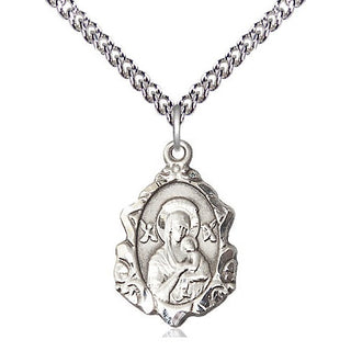 Sterling Silver Our Lady of Perpetual Help Medal Religious Jewelry Engraved Catholic Saint Jewelry