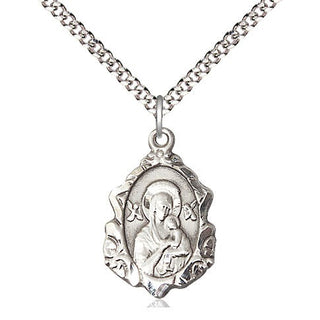 Sterling Silver Our Lady of Perpetual Help Medal Religious Jewelry Engraved Catholic Saint Jewelry