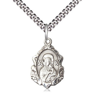 Sterling Silver Our Lady of Perpetual Help Medal Religious Jewelry Engraved Catholic Saint Jewelry