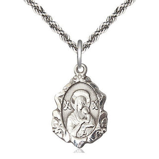 Sterling Silver Our Lady of Perpetual Help Medal Religious Jewelry Engraved Catholic Saint Jewelry