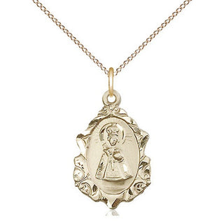 14kt Gold Filled Infant of Prague Medal Religious Jewelry Engraved Catholic Saint Jewelry