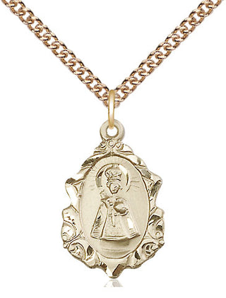 14kt Gold Filled Infant of Prague Medal Religious Jewelry Engraved Catholic Saint Jewelry