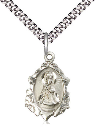 Sterling Silver Infant of Prague Medal Religious Jewelry Engraved Catholic Saint Jewelry