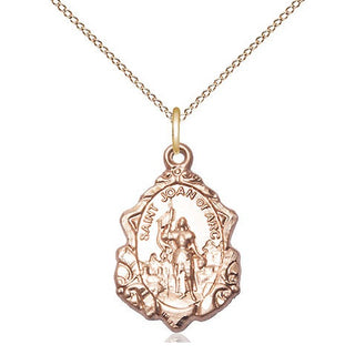 14kt Gold Saint Joan of Arc Medal Engraved Catholic Saint Jewelry