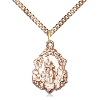 14kt Gold Saint Joan of Arc Medal Engraved Catholic Saint Jewelry