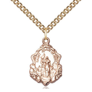 14kt Gold Saint Joan of Arc Medal Engraved Catholic Saint Jewelry