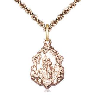 14kt Gold Saint Joan of Arc Medal Engraved Catholic Saint Jewelry