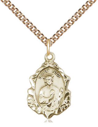 14kt Gold Saint Jude Medal Engraved Catholic Saint Jewelry