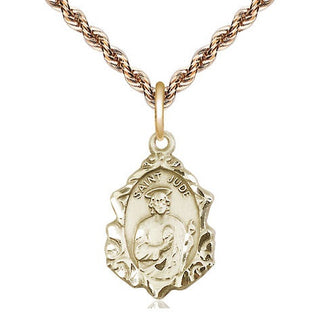 14kt Gold Saint Jude Medal Engraved Catholic Saint Jewelry