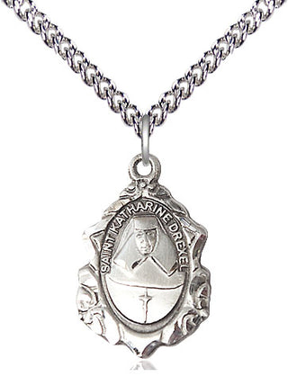 Sterling Silver Saint Katharine Drexel Medal Religious Jewelry Engraved Catholic Saint Jewelry