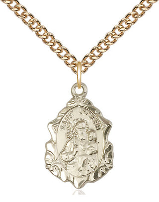14kt Gold Saint Joseph Medal Engraved Catholic Saint Jewelry