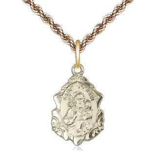14kt Gold Saint Joseph Medal Engraved Catholic Saint Jewelry