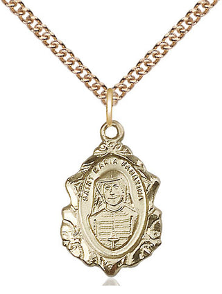 14kt Gold Filled Maria Faustina Medal Religious Jewelry Engraved Catholic Saint Jewelry