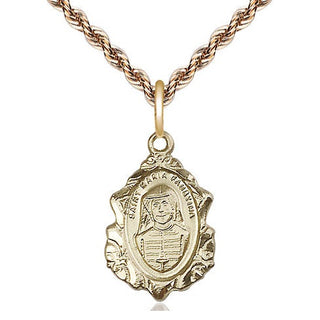 14kt Gold Maria Faustina Medal Engraved Catholic Saint Jewelry