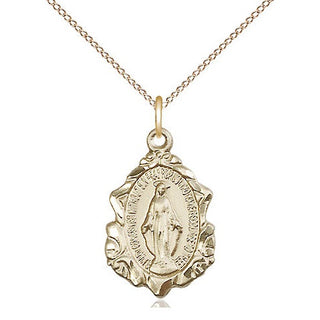 14kt Gold Miraculous Medal Engraved Catholic Saint Jewelry