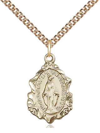 14kt Gold Miraculous Medal Engraved Catholic Saint Jewelry