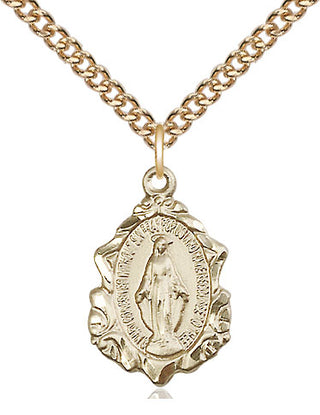 14kt Gold Miraculous Medal Engraved Catholic Saint Jewelry