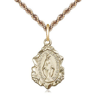 14kt Gold Miraculous Medal Engraved Catholic Saint Jewelry