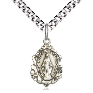 Pewter Miraculous Medal Religious Jewelry Engraved Catholic Saint Jewelry