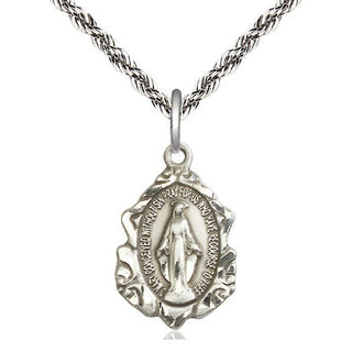 Sterling Silver Miraculous Medal Religious Jewelry Engraved Catholic Saint Jewelry