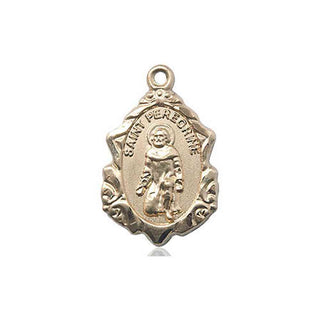 14kt Gold Saint Peregrine Medal Engraved Catholic Saint Jewelry